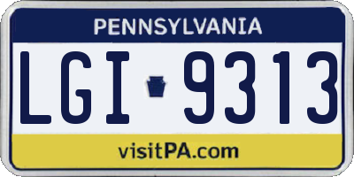 PA license plate LGI9313
