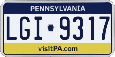 PA license plate LGI9317