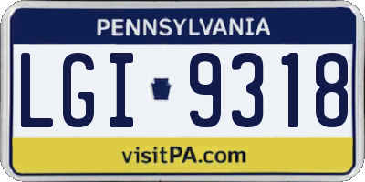 PA license plate LGI9318