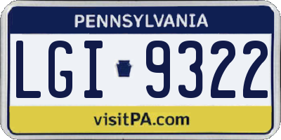 PA license plate LGI9322