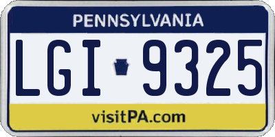 PA license plate LGI9325
