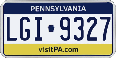 PA license plate LGI9327