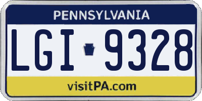PA license plate LGI9328