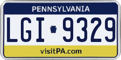 PA license plate LGI9329