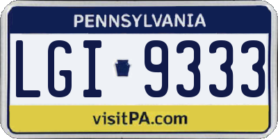 PA license plate LGI9333