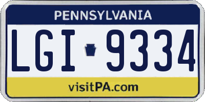 PA license plate LGI9334