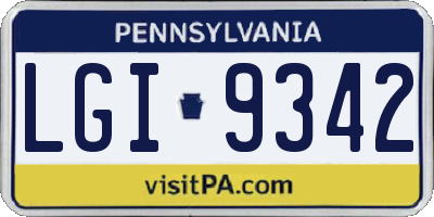 PA license plate LGI9342