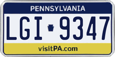 PA license plate LGI9347