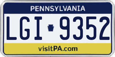 PA license plate LGI9352