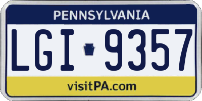 PA license plate LGI9357