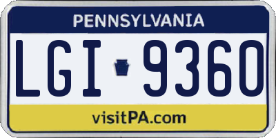 PA license plate LGI9360