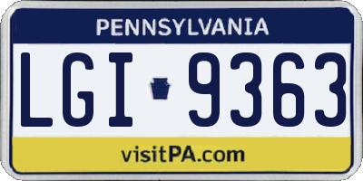 PA license plate LGI9363