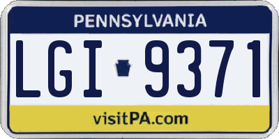 PA license plate LGI9371