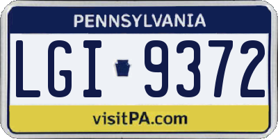 PA license plate LGI9372