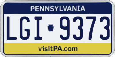 PA license plate LGI9373