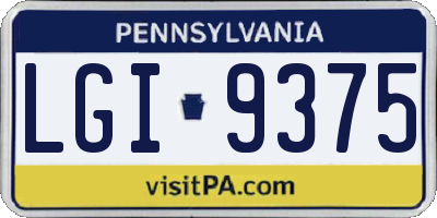 PA license plate LGI9375