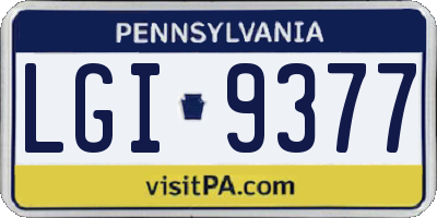 PA license plate LGI9377