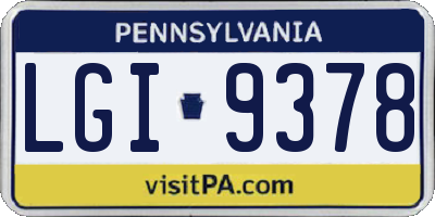 PA license plate LGI9378