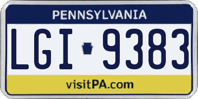 PA license plate LGI9383