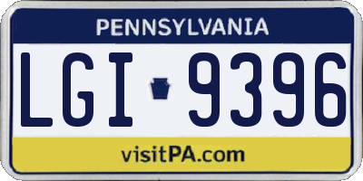 PA license plate LGI9396