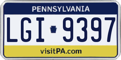 PA license plate LGI9397