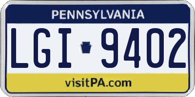 PA license plate LGI9402