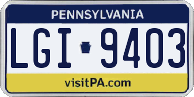 PA license plate LGI9403