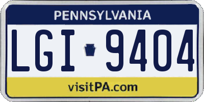 PA license plate LGI9404