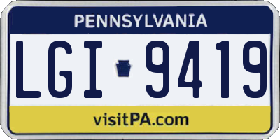 PA license plate LGI9419