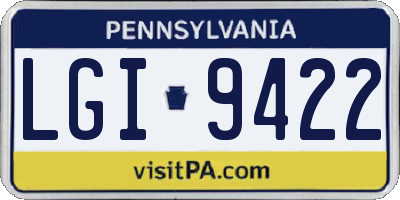 PA license plate LGI9422