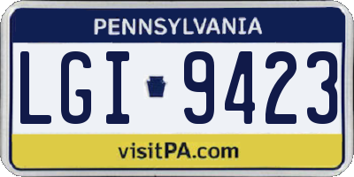 PA license plate LGI9423