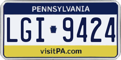 PA license plate LGI9424