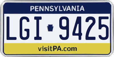 PA license plate LGI9425