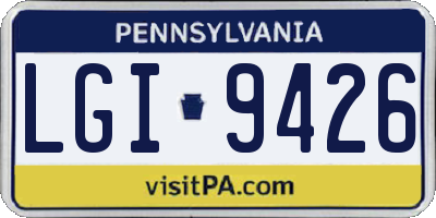 PA license plate LGI9426