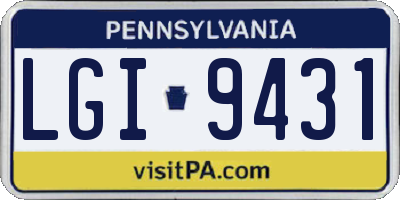 PA license plate LGI9431