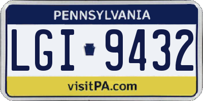 PA license plate LGI9432