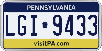 PA license plate LGI9433