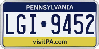 PA license plate LGI9452