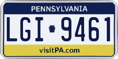 PA license plate LGI9461