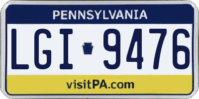 PA license plate LGI9476