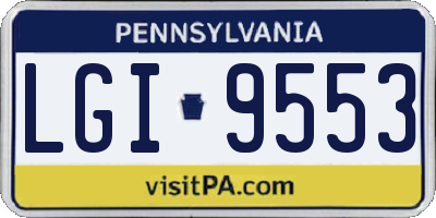 PA license plate LGI9553