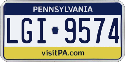 PA license plate LGI9574