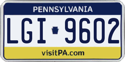 PA license plate LGI9602
