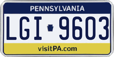 PA license plate LGI9603