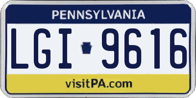 PA license plate LGI9616
