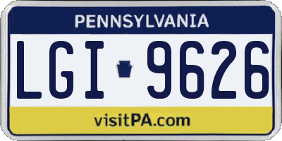 PA license plate LGI9626