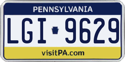 PA license plate LGI9629