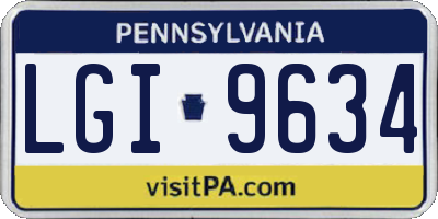 PA license plate LGI9634