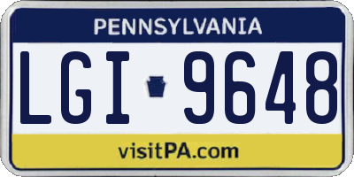 PA license plate LGI9648