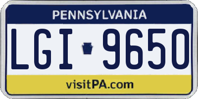 PA license plate LGI9650
